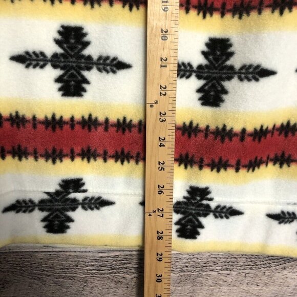 Massive Outdoor Fleece Pullover 1/4 Zip Hoodie Pocket White Aztec Print Mens M - Picture 7 of 8